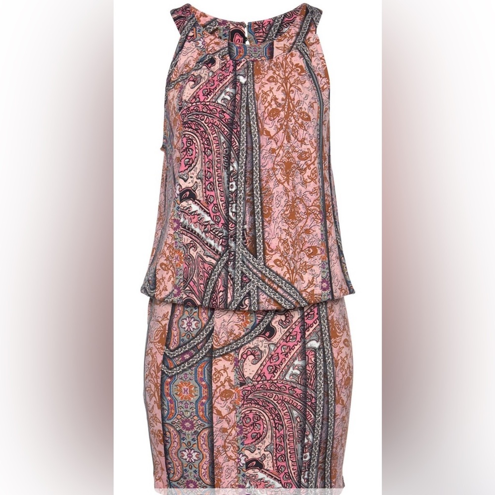 NWT Lascana Boho Sleeveless Mixed Pattern Mini Dress size 8 - Picture 2 of 8